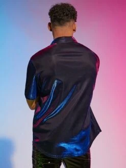 Manfinity Fever City Men Single Breasted Placket Hologram Shirt