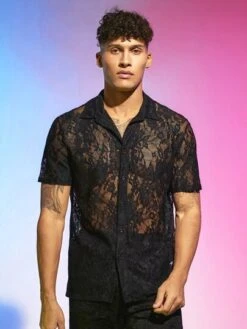 Manfinity Fever City Men Button Front Lace Shirt