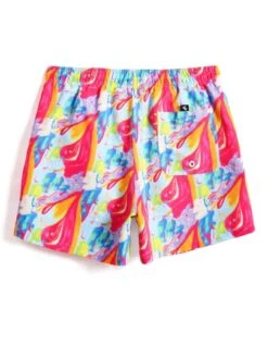 Men Tie Dye Print Drawstring Waist Swim Trunks