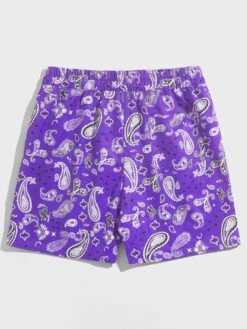 ROMWE Guys Paisley Print Drawstring Waist Shorts