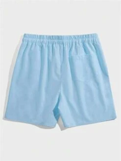 ROMWE Guys Cartoon & Letter Graphic Drawstring Waist Shorts