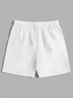 ROMWE Street Life Guys Cartoon & Slogan Graphic Drawstring Waist Shorts