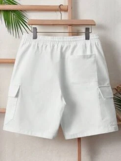 Manfinity Hypemode Men Cotton Flap Pocket Side Drawstring Waist Cargo Shorts