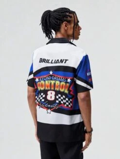 ROMWE Street Life Guys Letter Graphic Colorblock Shirt