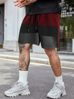Manfinity Homme Men Color Block Drawstring Waist Shorts