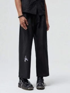 SHEIN X Venom Duvel Men Cotton Scorpion & Letter Graphic Straight Leg Pants