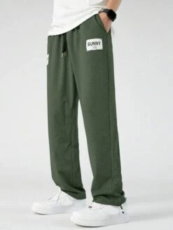 Manfinity Hypemode Men Letter Patched Detail Drawstring Waist Sweatpants