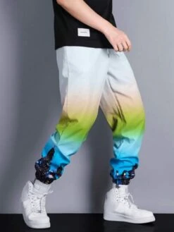 Manfinity EMRG Men Ombre Print Drawstring Waist Pants