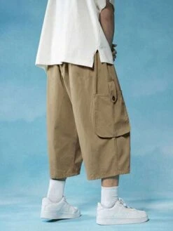 Manfinity EMRG Men Letter Patched Detail Pocket Side Drawstring Waist Pants