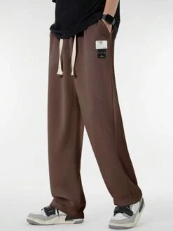 Manfinity Hypemode Men Letter Patched Detail Drawstring Waist Straight Leg Pants