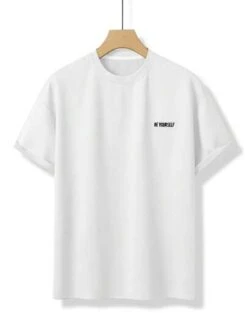 Manfinity Hypemode Men Slogan Patched Detail Drop Shoulder Tee