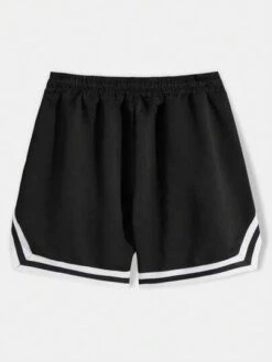 ROMWE Guys Skeleton Graphic Striped Trim Drawstring Waist Shorts