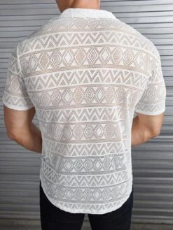 Manfinity Chillmode Men Pointelle Knit Button Front Shirt