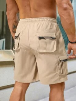 Manfinity EMRG Men Flap Pocket Drawstring Waist Cargo Shorts