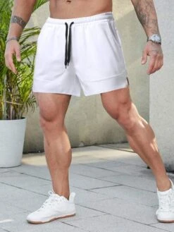 Manfinity Homme Men Drawstring Waist Split Hem Shorts