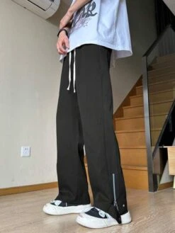 Manfinity Hypemode Men Drawstring Waist Zip Hem Pants
