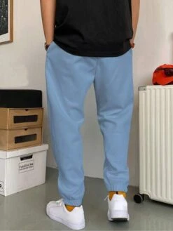 Manfinity Basics Men Solid Drawstring Waist Sweatpants