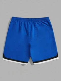 Manfinity Sporsity Men Letter Graphic Contrast Trim Drawstring Waist Shorts