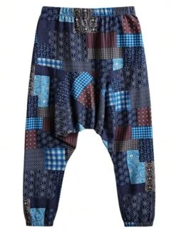 Manfinity RSRT Men Patchwork Print Drop Crotch Pants