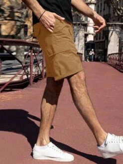 Manfinity Homme Men Flap Pocket Side Drawstring Waist Cargo Shorts