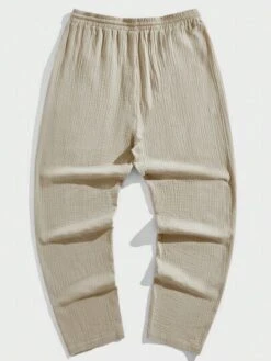 Manfinity Homme Men Cotton Solid Drawstring Waist Pants