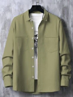 Manfinity Homme Men Dual Pocket Button Up Shirt