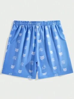 ROMWE Street Life Guys Skull & Letter Graphic Drawstring Waist Shorts