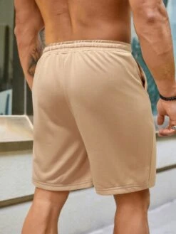 Manfinity Homme Men Drawstring Waist Slant Pocket Shorts