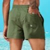 Men Animal Embroidery Drawstring Waist Swim Trunks