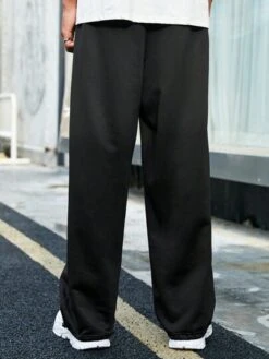 Manfinity EMRG Men Letter Graphic Contrast Piping Drawstring Waist Sweatpants