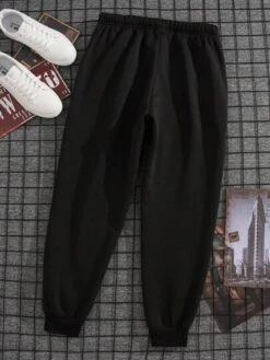 Men Dog & Letter Graphic Drawstring Waist Sweatpants