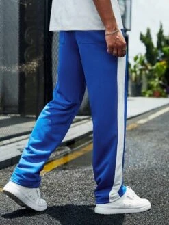 Manfinity Sporsity Men Letter Graphic Contrast Side Seam Drawstring Waist Sweatpants