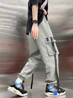 Manfinity EMRG Men Buckle Detail Flap Pocket Side Cargo Pants