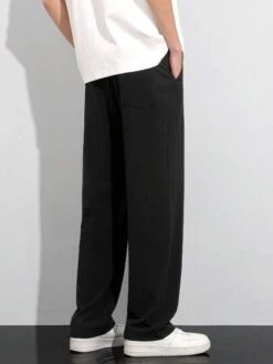 Men Bear Patched Drawstring Waist Pants