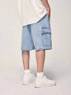 Men Flap Pocket Side Denim Shorts