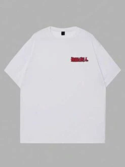 ROMWE X Attack On Titan Guys Japanese Letter & Figure Graphic Tee