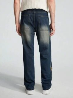 ROMWE Street Life Guys Slant Pocket Straight Leg Jeans