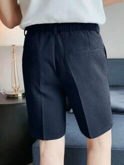 Men Waffle Knit Slant Pocket Shorts