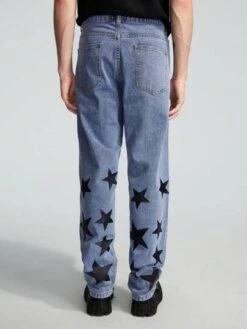 ROMWE Street Life Guys Star Print Straight Leg Jeans
