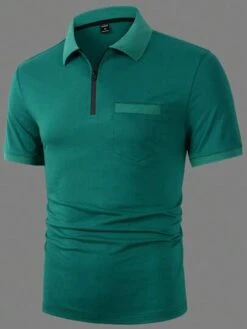 Manfinity Mode Men Quarter Zip Polo Shirt