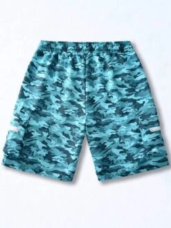 Manfinity LEGND Men Camo Print Drawstring Waist Cargo Shorts