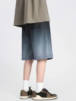 Men Ombre Drawstring Waist Shorts