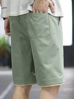 Men Patched Detail Drawstring Waist Shorts