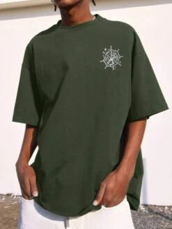Men Spider Web Print Tee