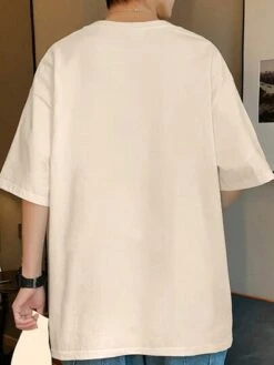 Men Dinosaur & Letter Graphic Drop Shoulder Tee