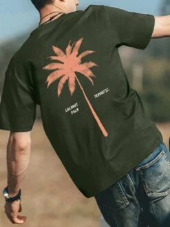 Men Coconut Tree & Letter Graphic Tee