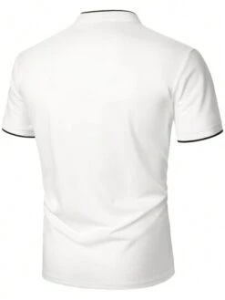 Manfinity Homme Men Contrast Trim Half Zip Polo Shirt