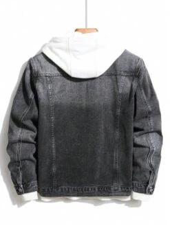 Men Flap Pocket Denim Jacket Without Hoodie