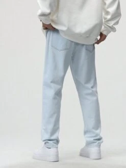 Men Slant Pocket Straight Leg Jeans