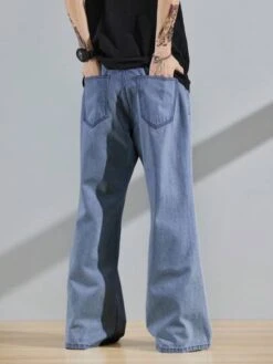 Men Slant Pocket Wide Leg Jeans